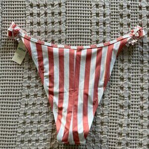 Aerie Coral and White Ruffle Bikini Bottom